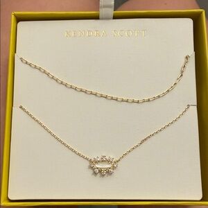 Kendra Scott Gold and White Crystal Necklace Set